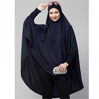 Stretchable Jersey prayer hijab smoking at sleeves - Navy